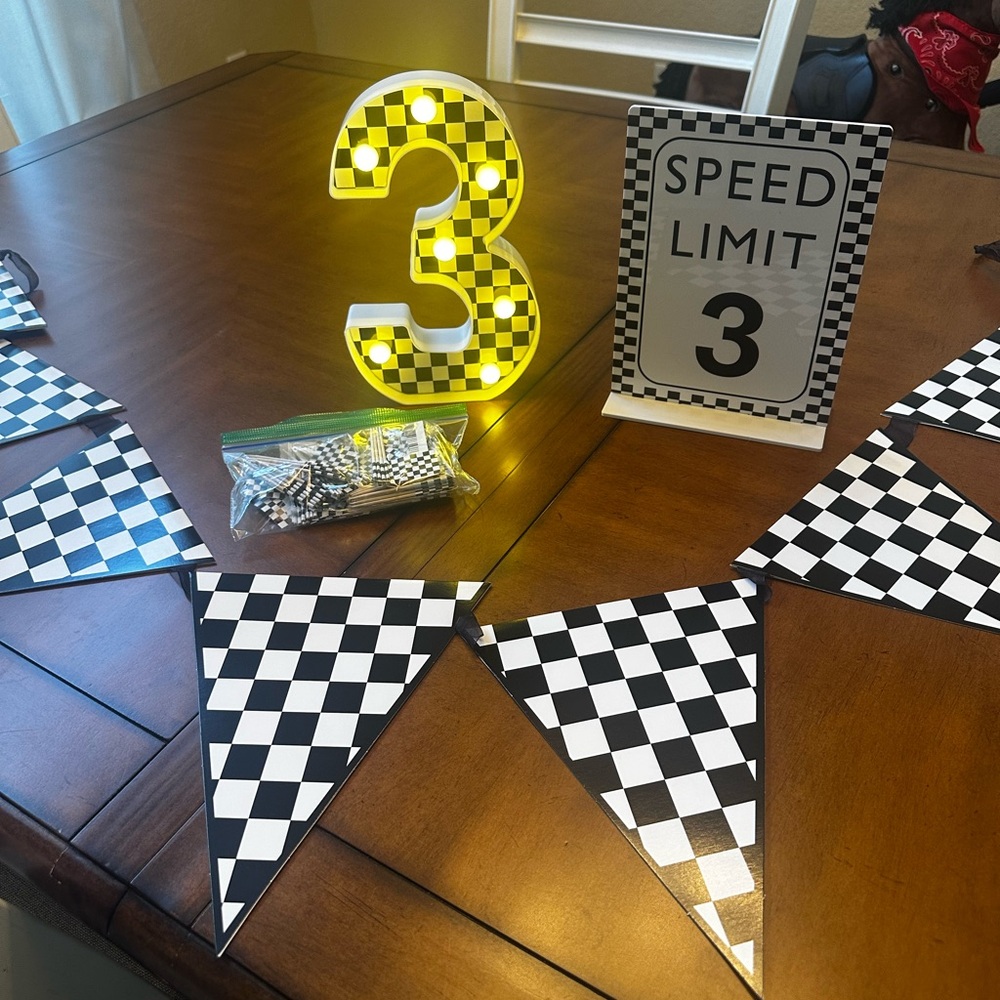Checkered Race Car Party Supplies Set